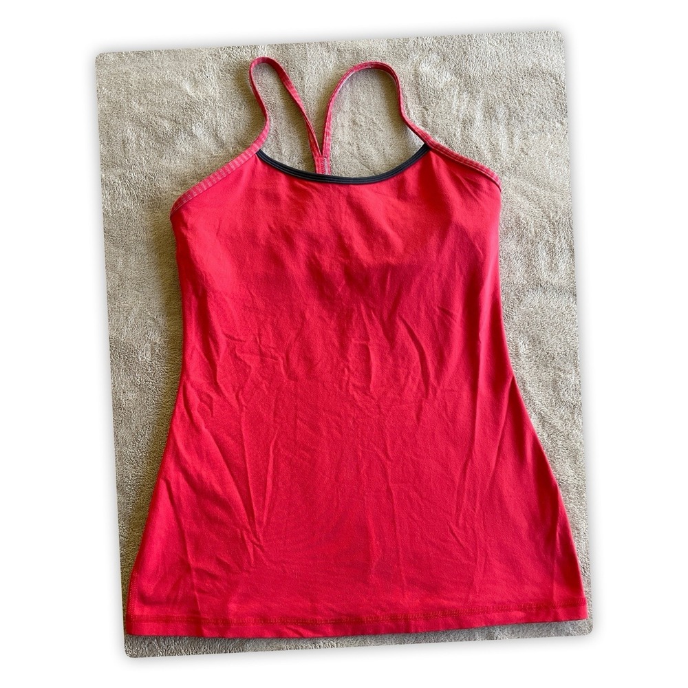 Lululemon Power Y Tank Pink Shelf Bra No Padding Womens Sz. 8